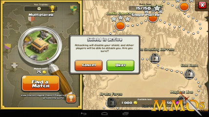 Clash of Clans shield is active