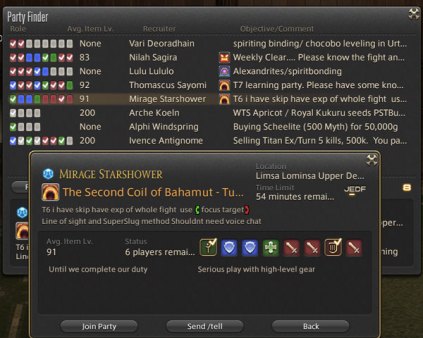 FFXIV Party Finder Single Player in MMOs