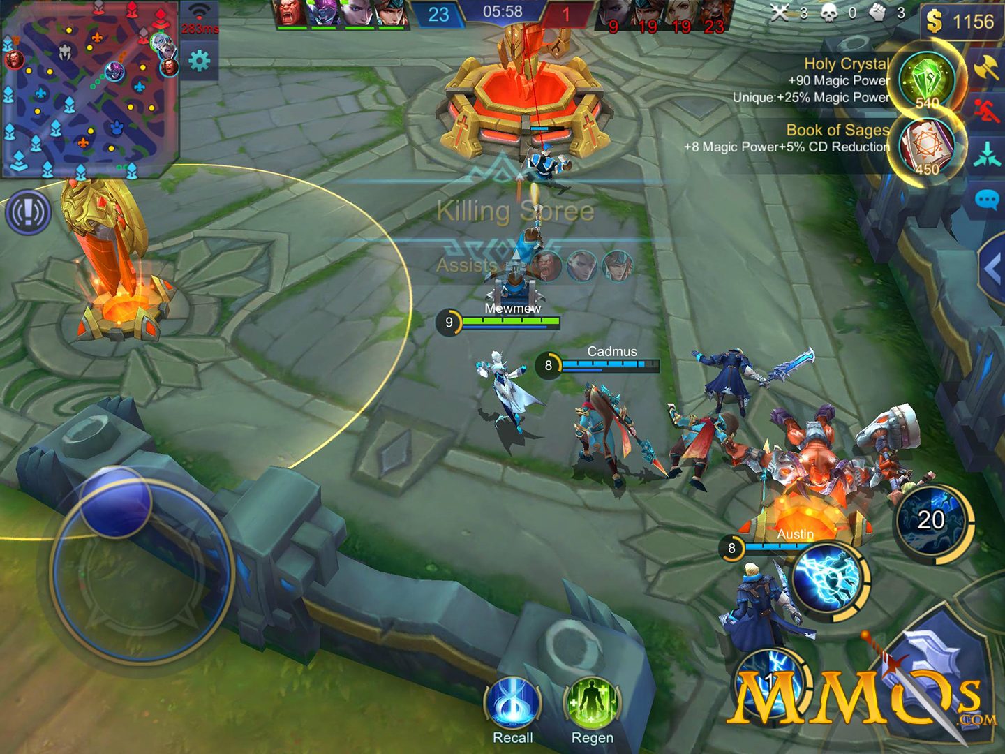  A screenshot of a Mobile Legends game in progress, showing the gameplay with VPN settings.