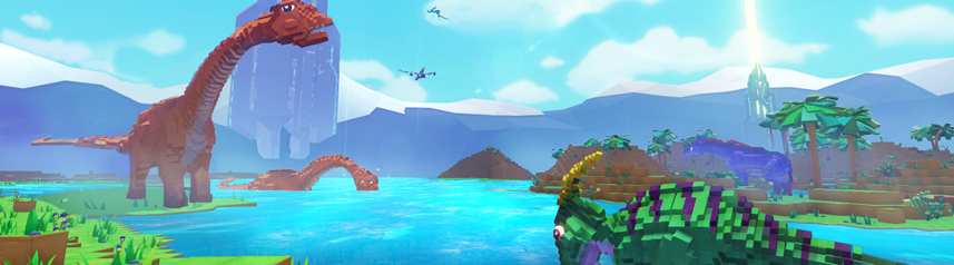 pixark voxel dinosaurs lake