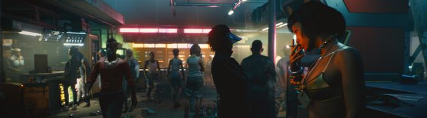 cyberpunk 2077 bar crowd banner