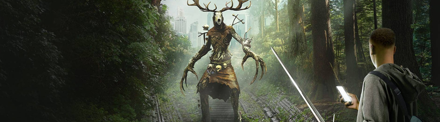 the witcher monster slayer forest antlers banner