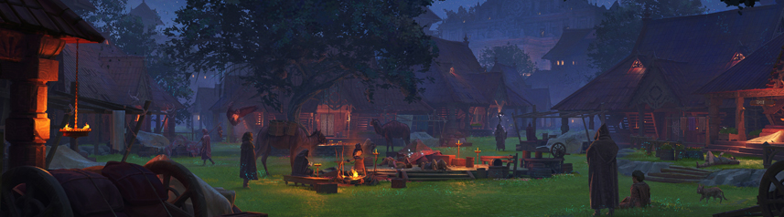 into the echo village night concept art banner