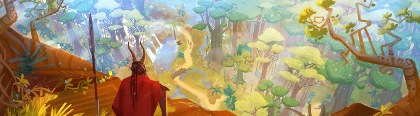 the wagadu chronicles indie african fantasy mmo forest art banner