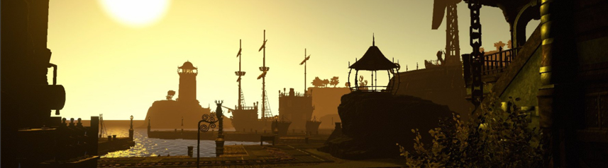 shroud of the avatar grusk port town sunset banner