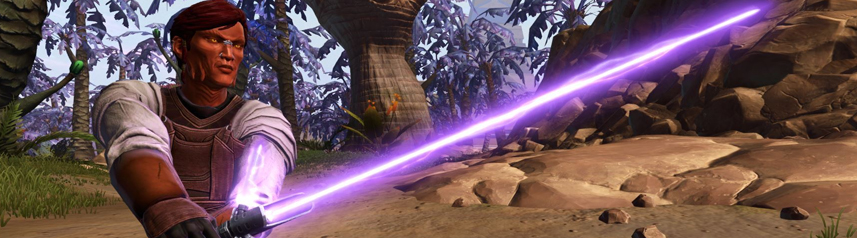 star wars the old republic sci-fi mmorpg purple lightsaber banner