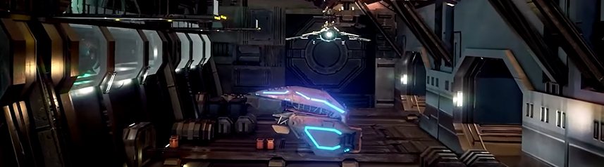 ships that fight underground sci-fi shooter cinematic still