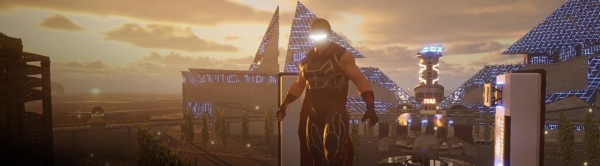 city of titans superhero mmorpg futuristic pyramids