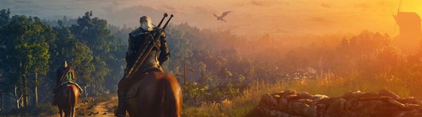 the witcher sunset horse ride banner