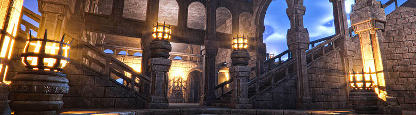 the quinfall mmorpg medieval courtyard banner