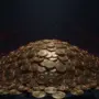 Glowing gold coins scattered in dark WoW treasure chamber with red magical wisps