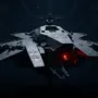 Modular spaceship under construction with asymmetric components in industrial assembly bay