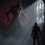 Warrior confronting massive raid boss in dark cathedral with time manipulation effects in Lost Ark