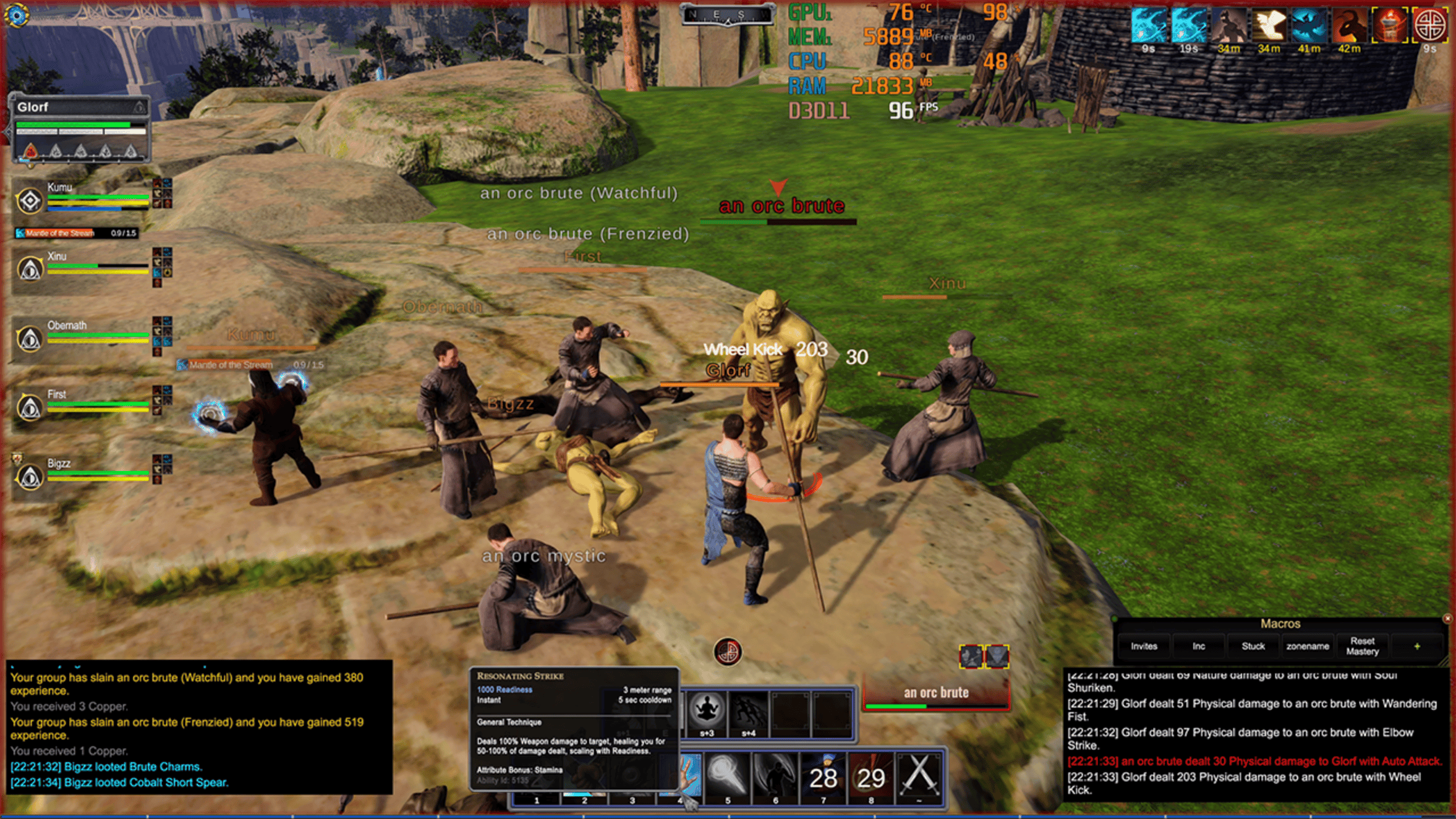 Gameplay screenshot from Pantheon: Rise of the Fallen showing character combat.