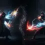Wizard specializations Elementalist and Spellblade with magical effects in Pantheon Rise of the Fallen