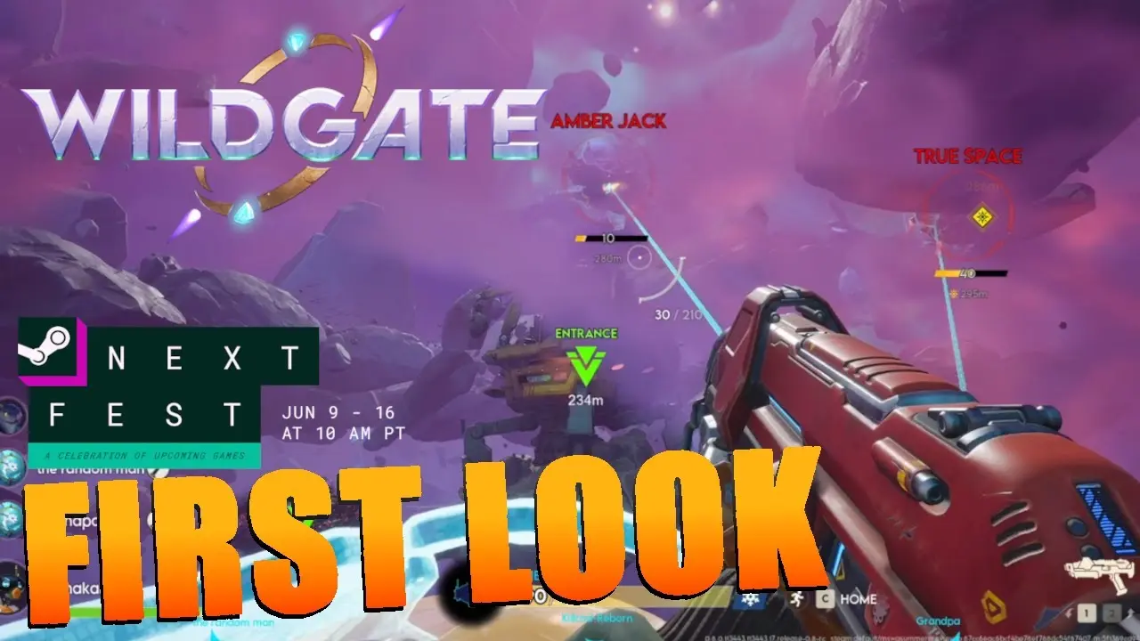 Gameplay screenshot from Wildgate showing a player aiming at a target.