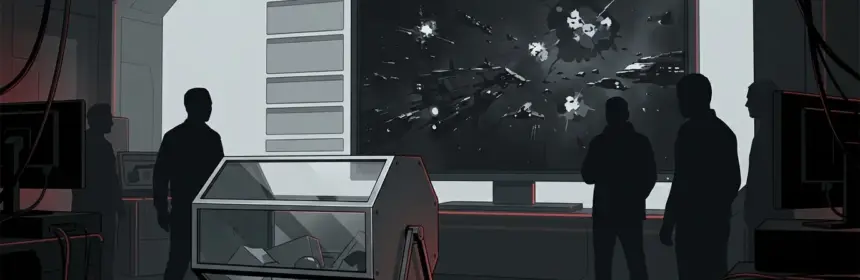 EVE Online giveaway controversy depicted through a tense streamer setup and futuristic fleet imagery